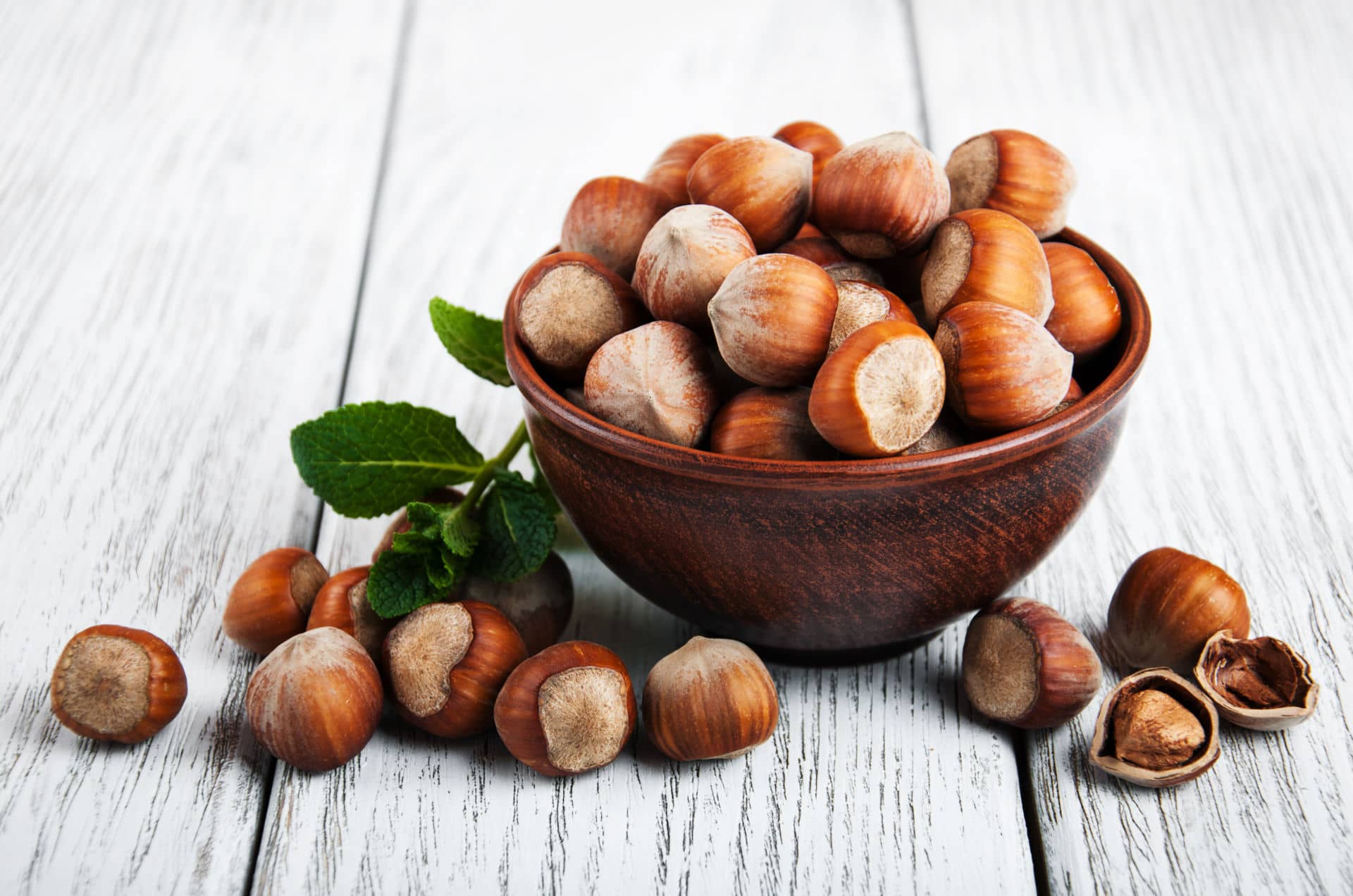 Bowl with hazelnuts